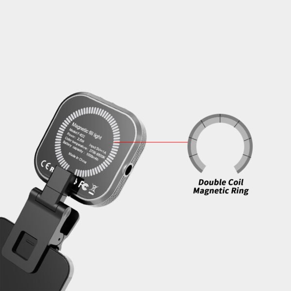Magnetic Phone Selfie Light Rechargeable 1000mAh Battery 3000-6500K 3 Color Temperatures Compact Mini Video Light For Selfies/Photography/Video Conference Magnetic fill light