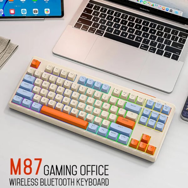 M87 Gaming Keyboard 87 Keys Portable 2.4GHZ Wireless Office Mechanical Keyboard PBT Key Cap Keyboards Cheese Version