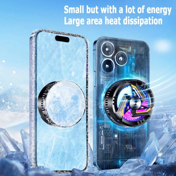 GT28 Universal Cell Phone Cooler Phone Magnetic Wireless Charger Radiator Cell Phone Live Streaming Cooler Portable Phone Semiconductor Radiator For Playing Games Watching Videos Wireless charging model
